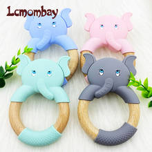 1pcs Baby Toys Silicone Elephant Baby Teether Beech Wooden Ring Hand Teething Chew Play toy 2024 - buy cheap