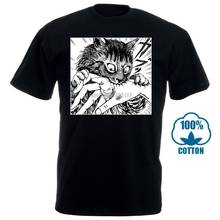 T-Shirt 2019 Fashion Uzumaki Tshirt Horror Manga Junji Ito T-Shirts Male O Neck Short Sleeve Plus Size Cotton Tees Cat Bite Hand 2024 - buy cheap