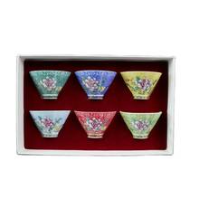 Porcelana antiga chinesa conjunto de chapéu floral tipo pastel copos 6 taça de chá chinês 2024 - compre barato