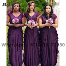 Nigeriano 2021 africano uva vestido de dama de honra longo plissado vestido de festa de casamento chiffon plus size vestidos dama de honra 2024 - compre barato