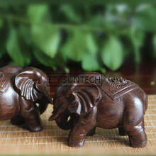 Figuritas de elefante de madera Natural tallada, Mini estatua de animales para decoración del hogar, 100 Uds. 2024 - compra barato