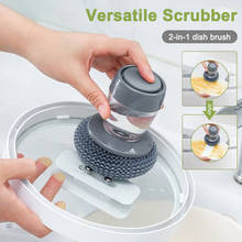 Escovas de limpeza de lava-louças, dispensador de sabão, esponja de lavagem recarregável, ferramentas de limpeza de panela de cozinha 2024 - compre barato