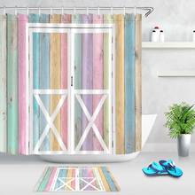 Cortinas de ducha de baño para puerta de Granero rústica, tablero de madera colorido para el hogar, respetuoso con el medio ambiente, impermeable, a prueba de moho, con ganchos 2024 - compra barato