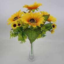 Newest Flower Fake Silk Artificial 7 Heads Sunflower Bouquet Floral Garden Hom e Decor 2024 - buy cheap