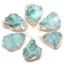 Pedra natural verde cristal cluster pingentes forma irregular requintado charme para fazer jóias diy colar brinco acessórios 2024 - compre barato