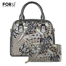 FORUDESIGNS Polynesian Tattoo Monstera Leaf Turtle Pattern Fashion Women's Handbags Casual Messneger Bags Pu Leather Ladies Bags 2024 - buy cheap