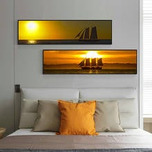 Puesta de sol mediterráneo paisaje marino moderno estilo nórdico porche velero Cuadros decorativos lienzo pared arte póster pintura para habitación 2024 - compra barato