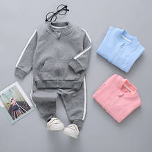 2Pcs Fashion Baby Girl Boys Clothes Set Cotton Long Sleeve Solid Color Zipper Tops Pants Toddler Infant Spring Outfit Sportswear 2024 - buy cheap