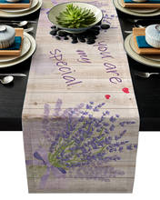 Camino de mesa Vintage con textura de madera púrpura lavanda, mantel de algodón y lino moderno, decoración para el hogar, boda, fiesta de navidad 2024 - compra barato