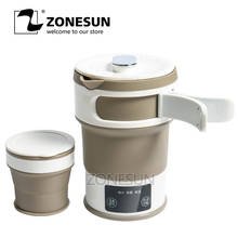 Zonesun chaleira de água elétrica dobrável 0,6l, para viagem, desligamento automático, mini aquecimento portátil, para chá, café 2024 - compre barato