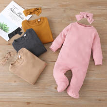 Mono informal de algodón para bebé recién nacido, Pelele de punto liso de manga larga, mono de una pieza con diseño de pie envuelto, parte inferior de 0 a 12M 2024 - compra barato