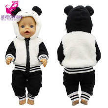 born baby doll clothes black bear panda hooded coat 18 inch girl doll coat pants set child girl gift 2024 - buy cheap