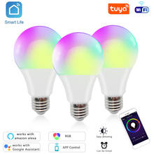 Bombilla LED E27 RGB regulable, luz de vida inteligente TUYA de 12w y 15w multicolor con Control por WIFI, Compatible con Alexa y Google Home 2024 - compra barato