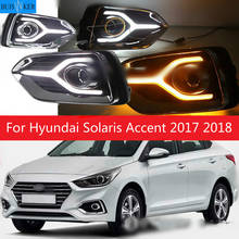 Luz LED DRL de circulación diurna para coche, lámpara antiniebla con relé de estilo de señal amarilla de giro, para Hyundai Solaris Accent 2017 2018 12V 2024 - compra barato