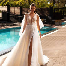 LORIE A-line Wedding Dress Lace Appliques Boho Bride Dress Backless Side Split Bride Dress Weeding Gowns vestidos de novia 2021 2024 - buy cheap