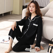 Winter 100% Cotton Pajamas Women Pijamas Homeclothes Black Cotton Homewear Lace Sleepwear 2021 Fashion PJ Set Pyjama Femme 2024 - buy cheap
