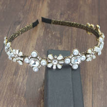 Exquisite Vintage Baroque Style Headband Court Sparkly Rhinestone Pearl Head Buckle Hairband hair For Fashion Women Accessories 2024 - buy cheap