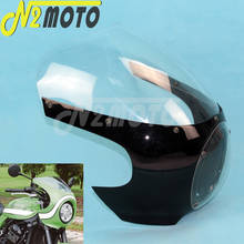 Motocicleta preto viper windscreen 5 3/4 "farol carenagem cobre máscara do farol clássico para cafe racer sportster dyna 39mm garfo 2024 - compre barato