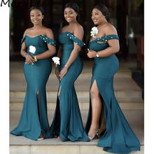 Bridesmaid Dresses African Green Sexy Sweetheart Floor Length Sweep Train Side Slit Silk Satin Wedding Party Bridemaid Dresses 2024 - buy cheap