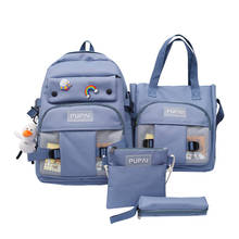 New 4Pcs/set Canvas School Bags for Teenager Girls Women School Laptop Backpacks Travel Bags College Book Bags Cute Rucksack 2024 - buy cheap