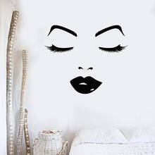 Decalque de parede de salão de beleza, rosto feminino, lábios, olhos, decoração interior, adesivos de vinil, janela, quarto de meninas, mural criativo q191 2024 - compre barato
