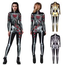 Women Full Sleeve Halloween Carnival Scary Skeleton Jumpsuit Horror Skull Witch Gothic Bodysuit Nightclub Zombie Tight Slim Suit 2024 - buy cheap