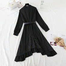 Chic Chiffon Dress Female 2021 New Spring And Autumn Wild Stitching Irregular Loose Large Size French Long Dress Midi zh196 2024 - buy cheap