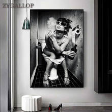 Drink and Smoking Woman Canvas Painting Sexy Beauty Posters and Prints Pub Bar Decoracion Painting Creative Toilet Wall Pictures 2024 - buy cheap