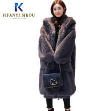 Winter Coat Women Faux Rabbit Fur Coat Luxury Hooded Long Fur Jacket Thick Warm Overcoat Loose Plus Size Female Plush Coats 2024 - buy cheap