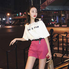 Shorts Suit Women's Summer Two-piece 2020 New Korean Style Loose Short-sleeved T-shirt + Thin High-waist Denim Short Pants 2024 - buy cheap