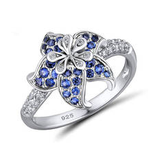 Ringon sensual com mandala e flor, anel de cristal para mulher, zircônia azul, joia para presente de festa e casamento 2024 - compre barato