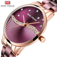 MINI FOCUS-relojes de lujo para mujer, correa de acero inoxidable púrpura, resistente al agua, de cuarzo + caja de regalo 2024 - compra barato