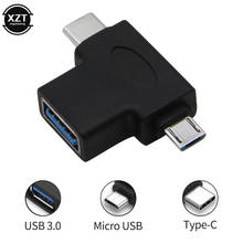 Adaptador usb 3.1 tipo c 2 em 1, adaptador macho para fêmea, micro usb 3.0 otg para samsung, android, huawei, xiaomi, conversor de transmissão de dados 2024 - compre barato