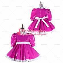 Fondcosplay adulto sexy cruz vestir sissy maid curto rosa quente pesado pvc vestido com fechadura peter pan colar sob medida [g2160] 2024 - compre barato