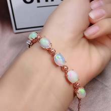 100% Natural And Real Opal bracelet Solid S925 Sterling Silver For Women Colour Gem Stone Rings Fine Jewelry 2024 - buy cheap