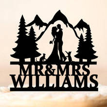Custom Wedding Cake Topper with Mountain Couple Personalized Mr & Mrs Wedding cake topper Calligraphy Party Decor For Birthday 2024 - buy cheap