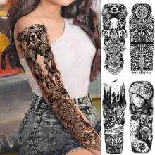 Водостойкая временная татуировка на всю руку, наклейка, родовой тотем, компас, маори, Череп, татуировки для тела, искусственный рукав, тату для женщин 2024 - купить недорого