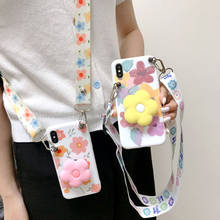 Cute flower Stand Silicone Phone Case for OPPO A92S RENO 3 4 5G 2 2Z 2F Z REALME X2 X R15X Holder Crossbody Strap Lanyard cover 2024 - buy cheap