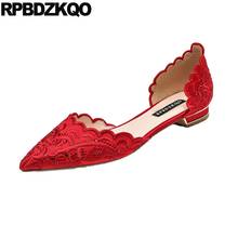 Women Chinese Wedding Shoes Beautiful Designer China Sandals Breathable Crystal Pointed Toe Shallow Red Flats Rhinestone Diamond 2024 - buy cheap