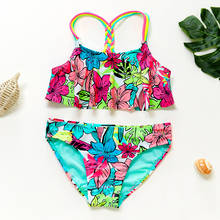 Girl's Bikini Swimsuits Ruffle Flounce Two Piece Beach Swimwear Tankini Set New Arrival 2020 Multi Staps Bikinis 2024 - buy cheap