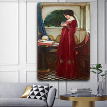 Pintura al óleo sobre lienzo, imagen de figura de mujer Vintage, falda roja, póster femenino en pared, Loft sin marco, decoración de Romm para el hogar 2024 - compra barato