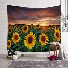 Cilected Sunflower Print Tapestry Wall Hanging Polyester Thin Section Pastoral Landscape Painting Beach Towel Tablecloth 2024 - buy cheap