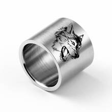 Mangosky 18mm maçante prata cor vintage titânio anel para homem personalizado lobo anéis 2024 - compre barato