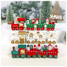 Рождественский поезд, расписанный деревянный Рождественский Санта-снеговик, украшение медведя, детские игрушки, орнамент, новогодний подарок для дома, 4 поезда 2024 - купить недорого