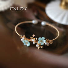 FXLRY Оригинальный модный регулируемый браслет ручной работы с натуральным жемчугом и цветком для женщин, ювелирные изделия 2024 - купить недорого