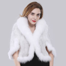 Manta de pele de vison verdadeiro feminina, casaco de pele de vison natural com gola de pele de raposa, cor sólida, jaqueta feminina elegante para inverno 2024 - compre barato