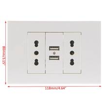 Tomada dupla de parede italiana/chilena 16a, adaptador de tomada com porta usb dupla, painel 5v 1a 2024 - compre barato