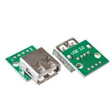 5 шт. USB к DIP 2,54 мм разъем типа A USB к DIP 2,54 мм PCB коннектор; PCB; Плата разъем 2024 - купить недорого