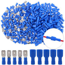 100pcs 50pairs 6.3mm 16-14AWG Female Male Electrical Wiring Connector Insulated Crimp Terminal Spade Blue FDFD2-250 MDD2-250 2024 - buy cheap