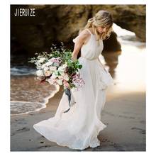 JIERUIZE Simple White Chiffon Wedding Dresses O Neck Cutaway Side Backless Beach Bridal Gowns Vestido De Noiva Wedding Gowns 2024 - buy cheap